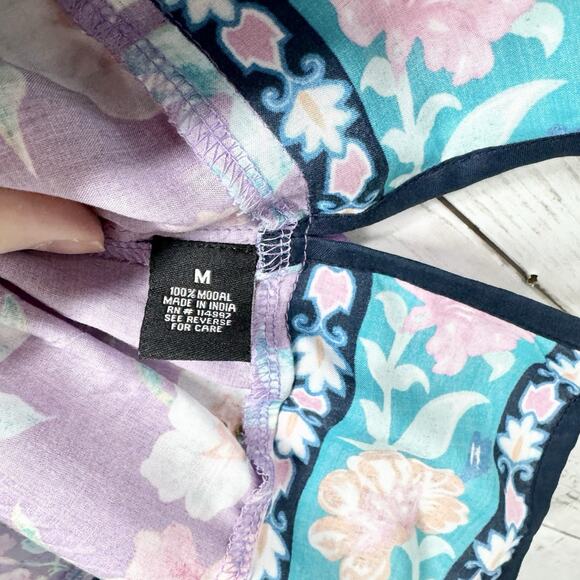 Tolani Collection Floral Print Top Women's M V-Neck Long Sleeve Modal Peasant - Picture 3 of 5